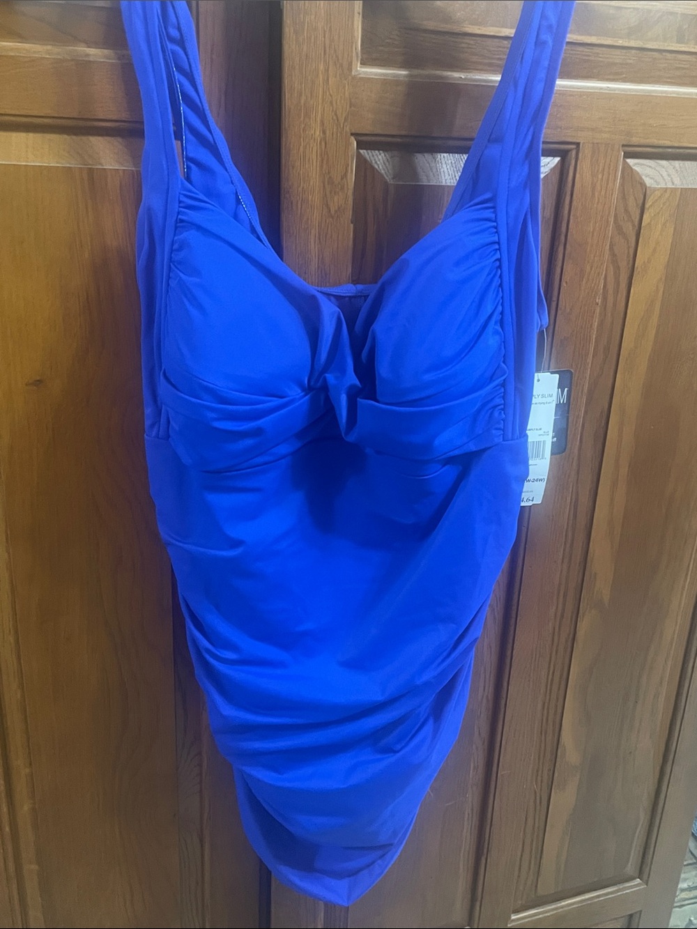 Royal blue Simply Slim tummy control  one piece Swimsuit Sz.3X22/24 NWT